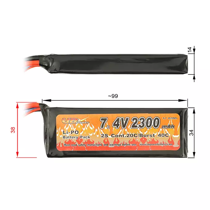 Battery Li-Po 2300mAh 7,4V 20/40C [VB]
