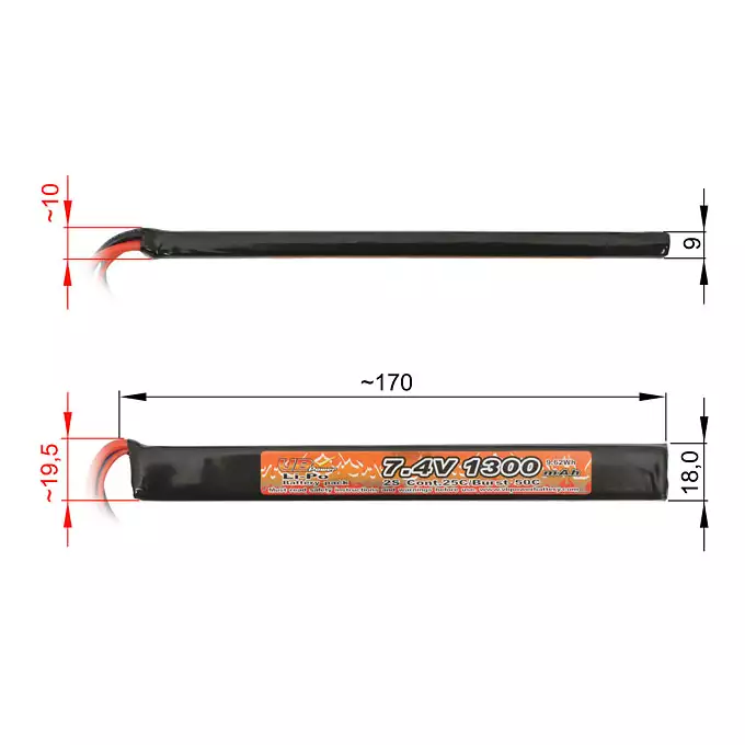 Battery Li-Po 1300mAh 7.4V 25/40C [VB]