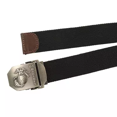 Military Army Men's Canvas Belt 1.5 inch (Marine Corps) - Black