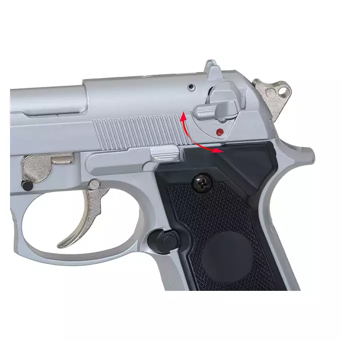 [Zestaw] ST92F Non-Blowback Airsoft Gas Pistol - Silver [STTi] + Kabura Airsoftowa do Beretta M9/92F - Black [Amomax]