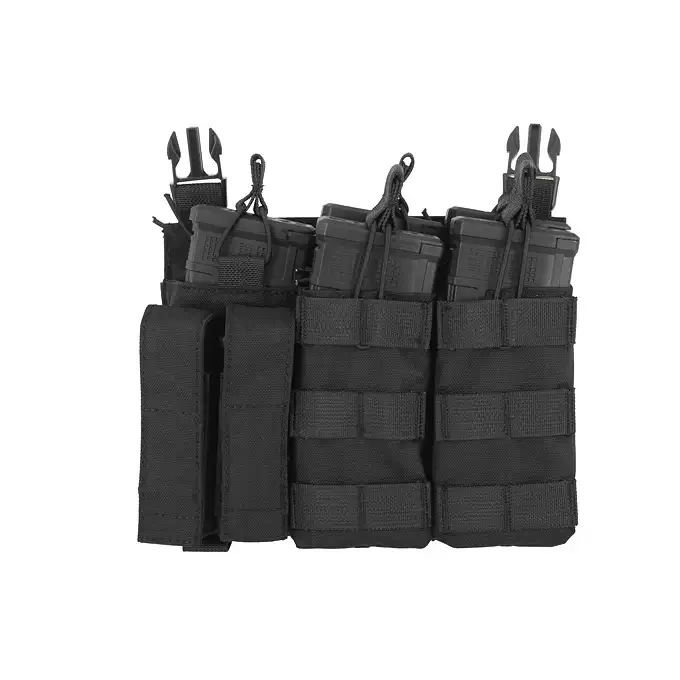 [Zestaw] Wielozadaniowy Plate Carrier - Black [8FIELDS] + Buckle Up potrójna ładownica karabinowo-pistoletowa 5.56/9mm - BK