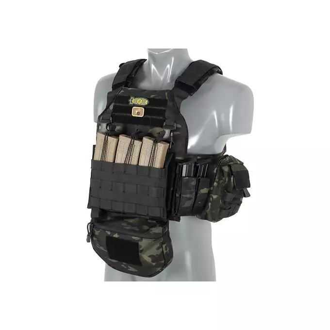 [Zestaw] Wielozadaniowy Plate Carrier - Black [8FIELDS] + Buckle Up Potrójna ładownica karabinowa - Black [8FIELDS]