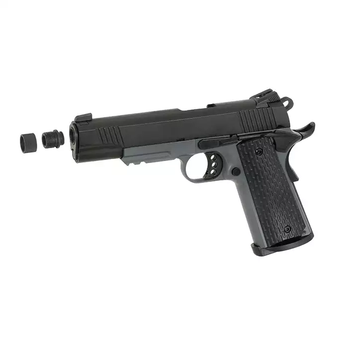 [Zestaw] R28 (TG-2) - Grey/Black [Army Armament] + Kabura Airsoftowa do 1911 - Black [Amomax]