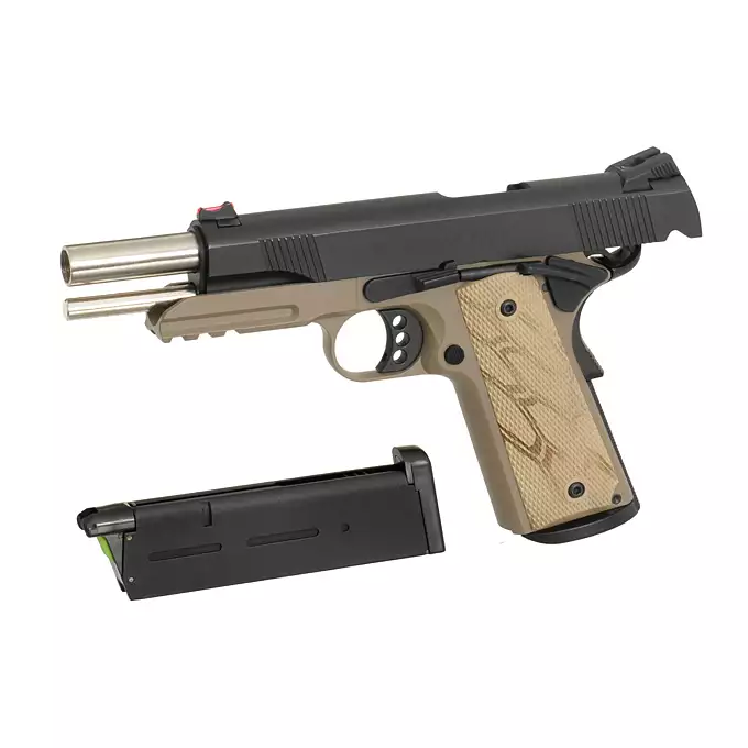 [Zestaw] M1911 Gladiator Crixus - Dark Earth [APS] + Kabura Airsoftowa do 1911 - Black [Amomax]
