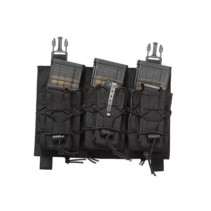 [Zestaw] Wielozadaniowy Plate Carrier - Black [8FIELDS] + Buckle Up szybka potrójna ładownica karabinowo-pistoletowa - Black