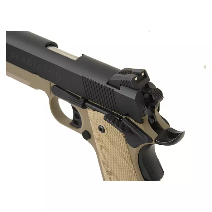 [Zestaw] M1911 Gladiator Crixus - Dark Earth [APS] + Kabura Airsoftowa do 1911 - Black [Amomax]