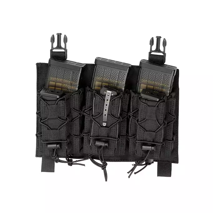 [Zestaw] Wielozadaniowy Plate Carrier - Black [8FIELDS] + Buckle Up szybka potrójna ładownica karabinowo-pistoletowa - Black