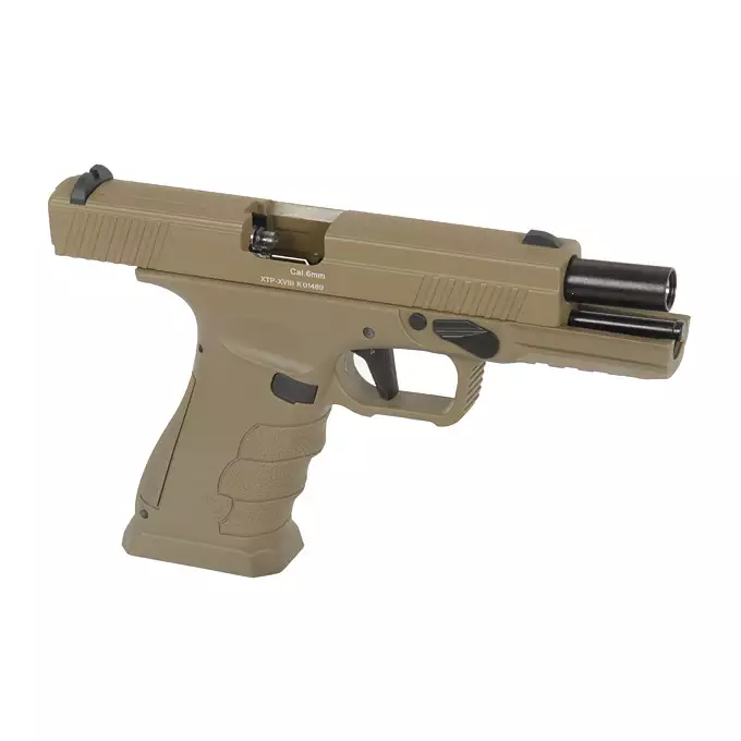 [Zestaw] XTP Xtreme Training Pistol - Desert [APS] + Kabura Airsoftowa do klonów serii G17 - Black [Amomax]