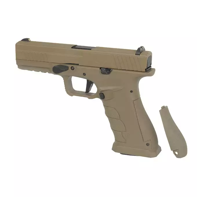 [Zestaw] XTP Xtreme Training Pistol - Desert [APS] + Kabura Airsoftowa do klonów serii G17 - Black [Amomax]