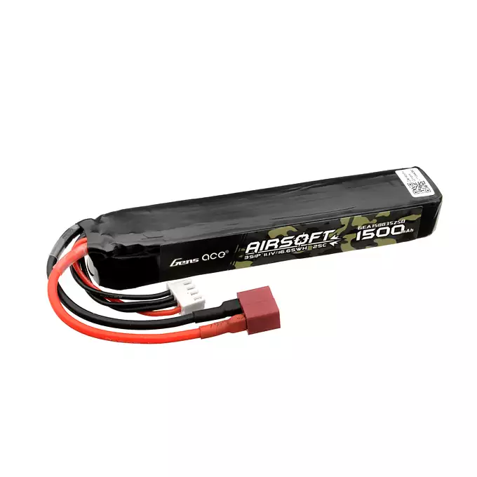 Gens Ace 25C 1500mAh 3S1P 11.1V Airsoft LiPo Battery T-Plug