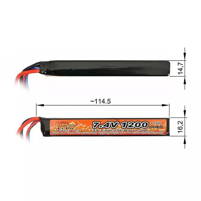 Battery Li-Po 1200mAh 7,4V 25/40C - T-connector [VB]