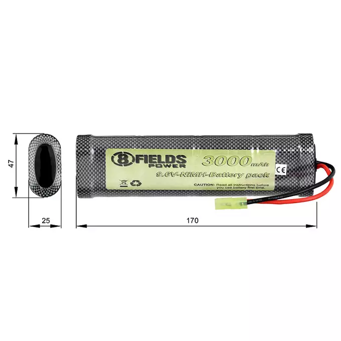 Akumulator NiMH 3000 mAh 9,6V - typ large [8FIELDS]