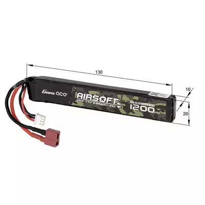 Batterie Lipo Gens Ace 25C 1200mAh 3S1P 7.4V T-Plug