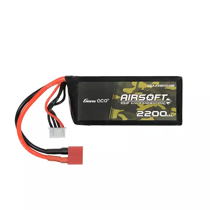 Gens Ace 20C 2200mAh 3S1P 11.1V Airsoft LiPo T-Plug