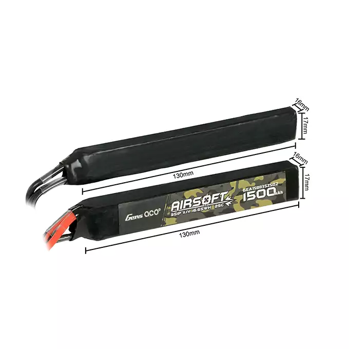Gens Ace 25C 1500mAh 3S1P 11.1V Airsoft LiPo Battery T-Plug