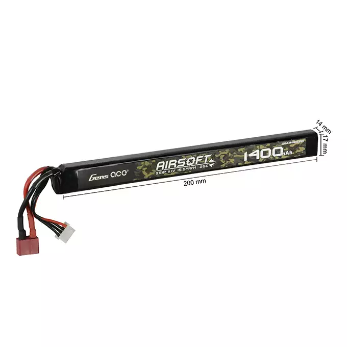 Gens Ace 25C 1400mAh 3S1P 11.1V Airsoft LiPo Mini T-Plug
