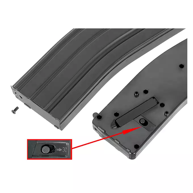 Chargeur acier M4/M16 a capacité variable 30-130 billes [Arcturus]