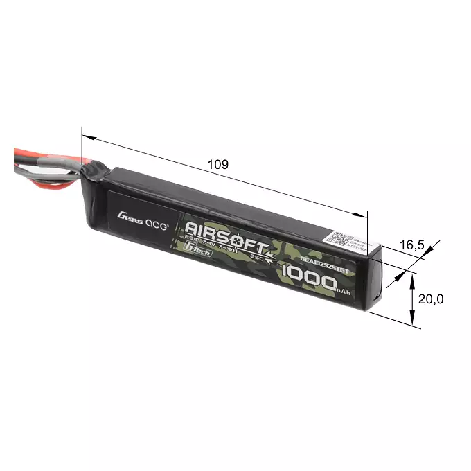 Batterie LiPo Gens Ace G-Tech 25C 1000mAh 2S1P 7.4V Tamiya