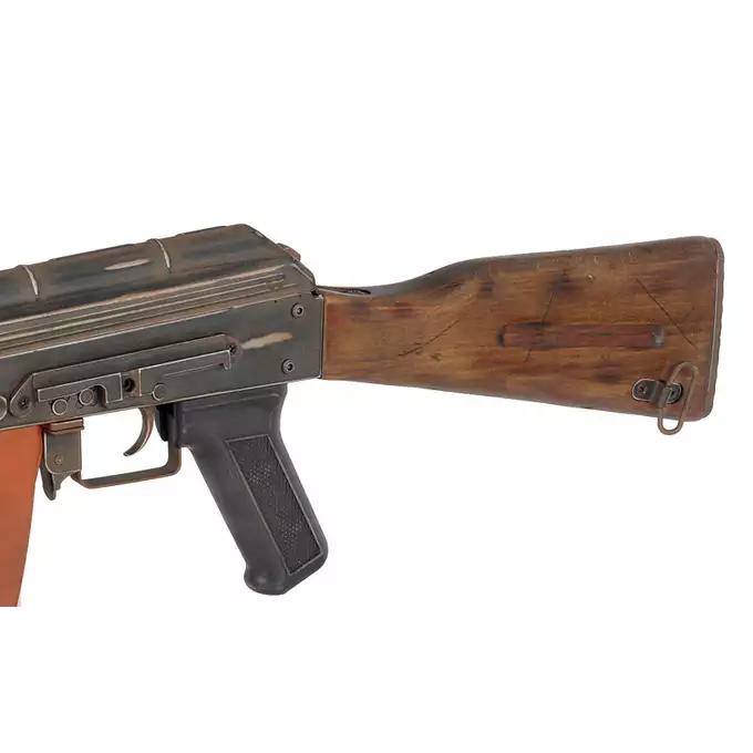 [Set] AK-74 ASK201 Battle Worn Airsoft Rifle [APS] + Railed Scope Mount for AK - Black [M-ETAL] + Airsoft DK-9 Style Russian Red Dot Sight for AK [JJ Airsoft]