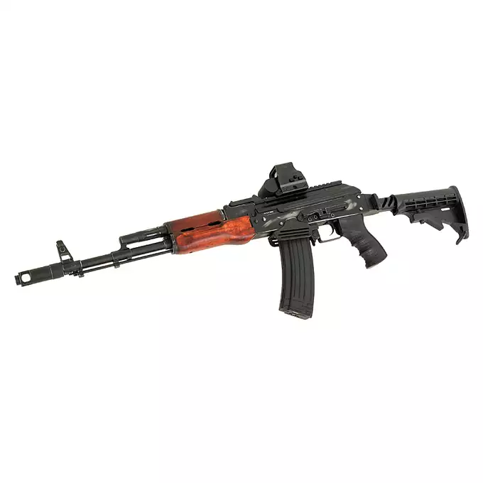 [Zestaw] ASK201A EBB Full-Metal (Vintage Style) [APS] + Szyna montażowa pod optykę do AK - Black [M-ETAL] + Replika rosyjskiego celownika kolimatorowego typu DK-9 do AK [JJ Airsoft]