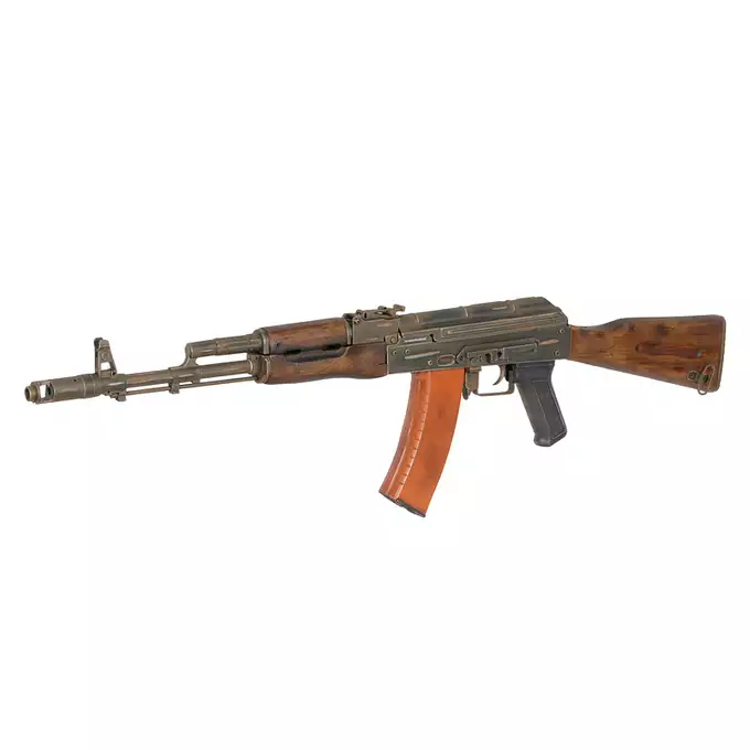 [Set] AK-74 ASK201 Battle Worn Airsoft Rifle [APS] + Railed Scope Mount for AK - Black [M-ETAL] + Airsoft DK-9 Style Russian Red Dot Sight for AK [JJ Airsoft]