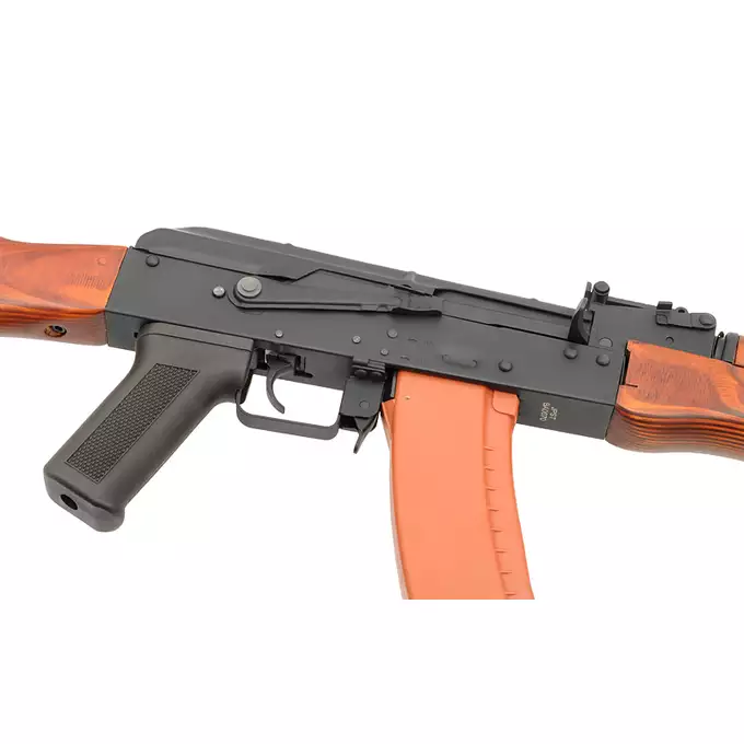 [Zestaw] Replika karabinka AK-74N G3 AEG - Real Wood [S&amp;T] + Szyna montażowa pod optykę do AK - Black [M-ETAL] + Replika rosyjskiego celownika kolimatorowego typu DK-9 do AK [JJ Airsoft]