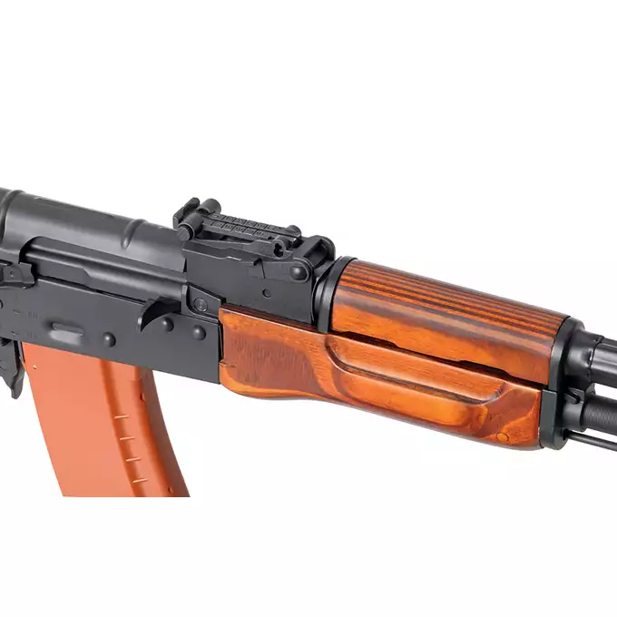 [Zestaw] Replika karabinka AK-74N G3 AEG - Real Wood [S&amp;T] + Szyna montażowa pod optykę do AK - Black [M-ETAL] + Replika rosyjskiego celownika kolimatorowego typu DK-9 do AK [JJ Airsoft]