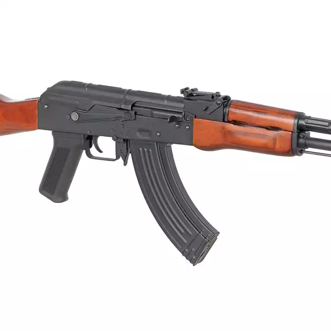 [Zestaw] Replika karabinka AKMN G3 AEG - Real Wood [S&amp;T] + Szyna montażowa pod optykę do AK - Black [M-ETAL] + Replika rosyjskiego celownika kolimatorowego typu DK-9 do AK [JJ Airsoft]
