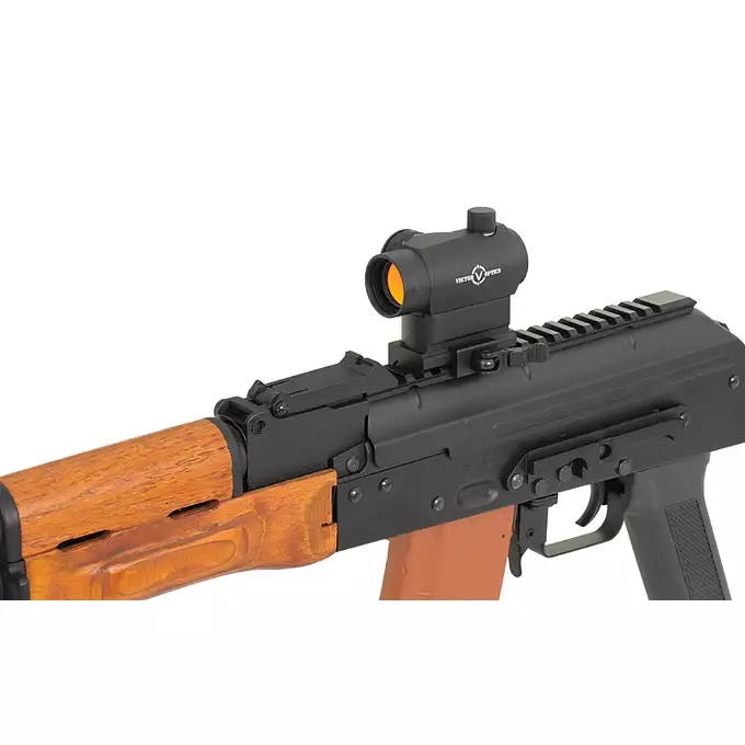 [Zestaw] CM.048SU [CYMA] + Pokrywa komory zamkowej z szyną do AK [CYMA] + Replika rosyjskiego celownika kolimatorowego typu VZ-1 [JJ Airsoft]