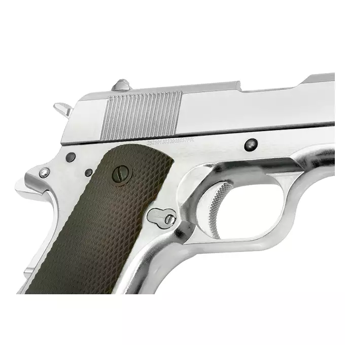 1911 pistol replica with Gas Blowback (GBB) - Silver [Golden Eagle]