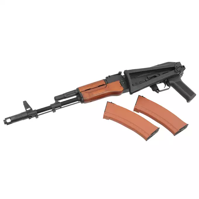 [Zestaw] Replika karabinka AKS-74N G3 AEG - Real Wood [S&amp;T] + Szyna montażowa pod optykę do AK - Black [M-ETAL]