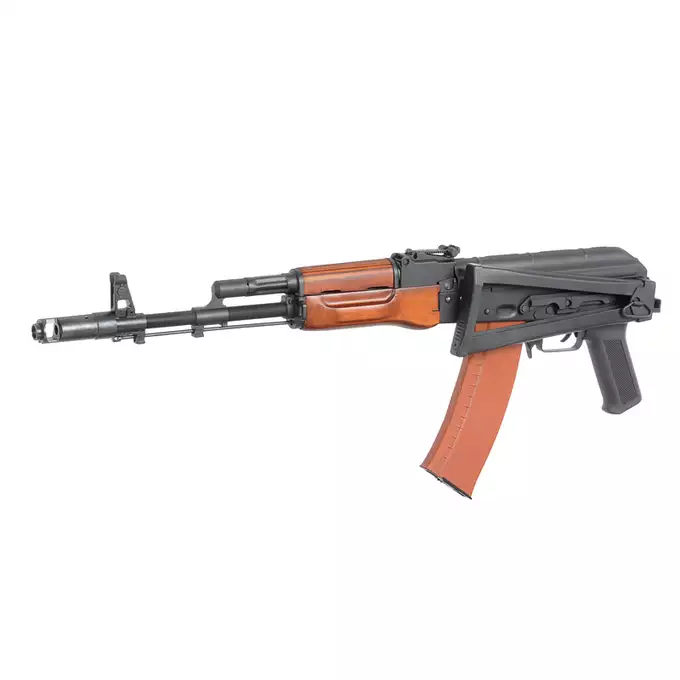 [Zestaw] Replika karabinka AKS-74N G3 AEG - Real Wood [S&amp;T] + Szyna montażowa pod optykę do AK - Black [M-ETAL]