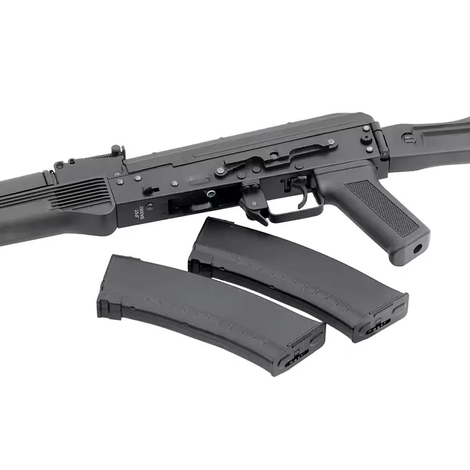 [Set] AK-74M G3 Airsoft Assault Rifle - Real Wood [S&amp;T] + Railed Scope Mount for AK - Black [M-ETAL]