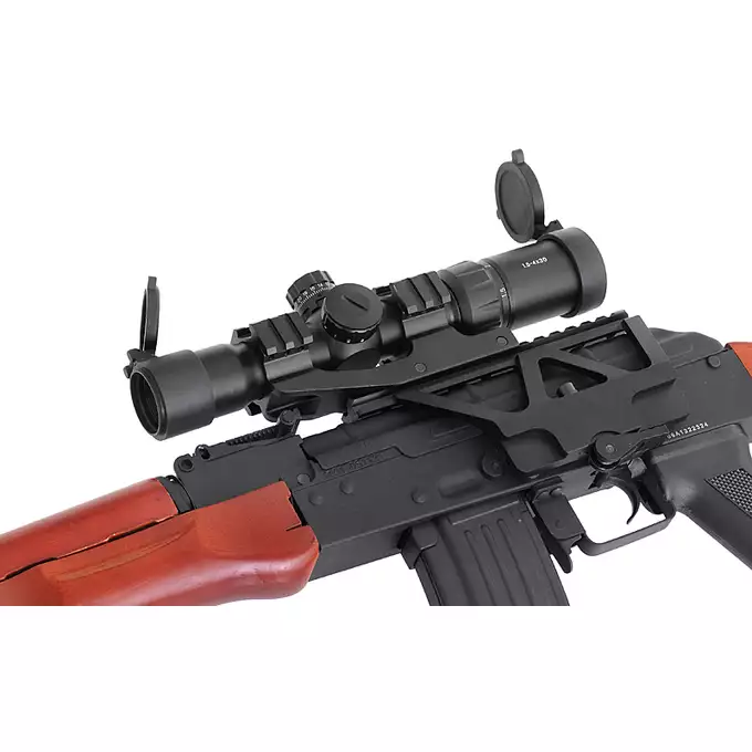 [Set] AK-74M G3 Airsoft Assault Rifle - Real Wood [S&amp;T] + Railed Scope Mount for AK - Black [M-ETAL]