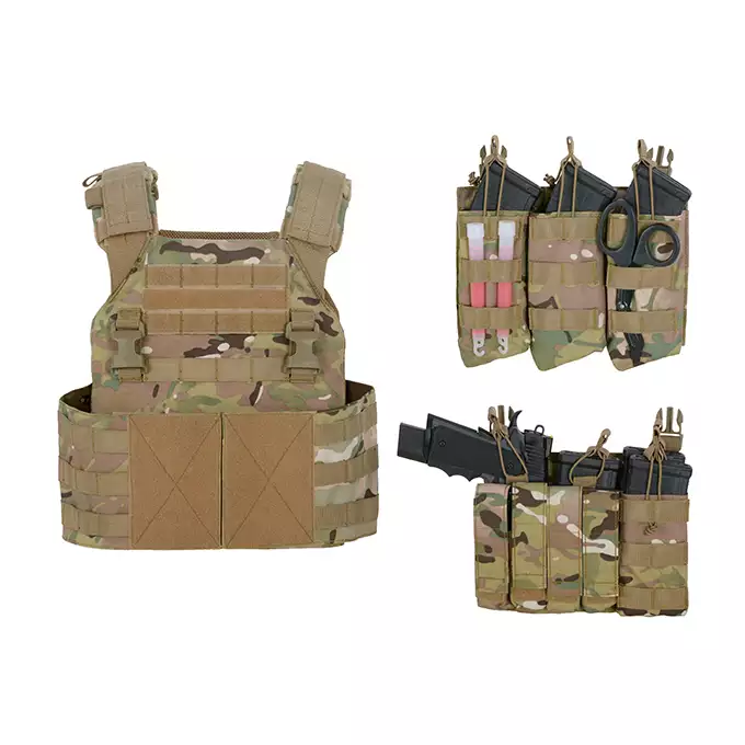 [Zestaw] Buckle Up Assault Plate Carrier Cummerbund - Black [8FIELDS] + Ładownica Under Zip Pouch do kamizelek - Black [8FIELDS] + SZTURMOWY PANEL NA PLECY MOD.3 - Black [8FIELDS] + Buckle Up potrójna ładownica karabinowo-pistoletowa 5.56/9mm - BK