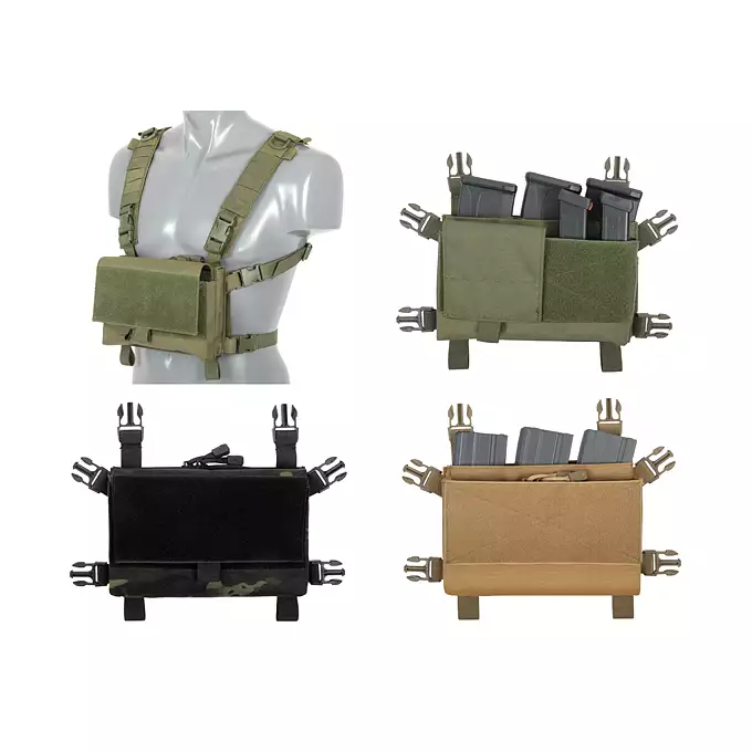 [Zestaw] Hybrydowy Chest Rig - Olive [8FIELDS] + Podwójna wkładka na magazynki karabinowe AR-10/SR25 - Black [8FIELDS]