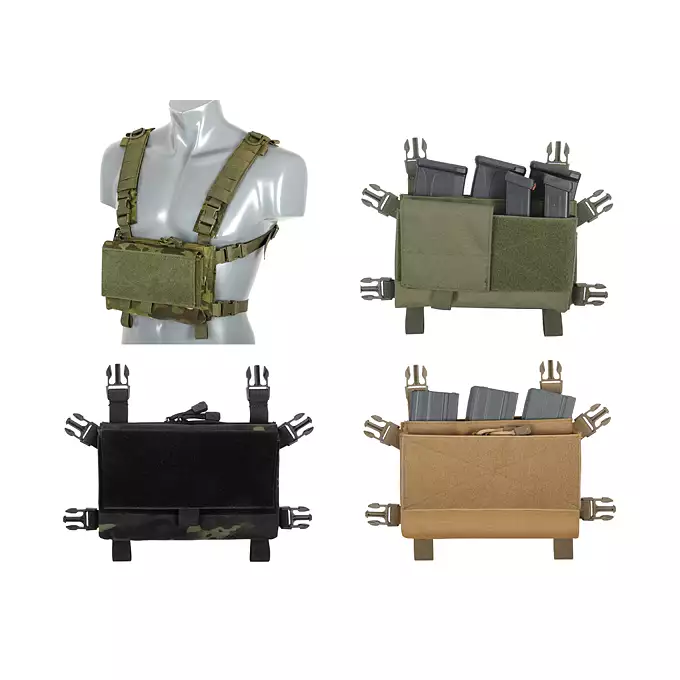 [Zestaw] Hybrydowy Chest Rig - MT [8FIELDS] + Podwójna wkładka na magazynki karabinowe AR-10/SR25 - Black [8FIELDS]
