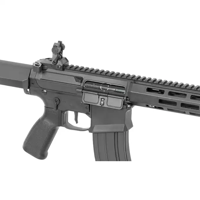 [Zestaw] Karabinek ASG M904G Falcon 3.0 ETU - Black [Double Eagle] + Tłumik podświetlający kulki z efektem płomienia Flare M [Eshooter]