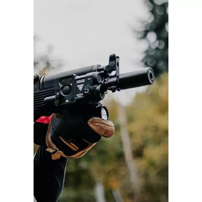 [Zestaw] Karabinek ASG M904G Falcon 3.0 ETU - Black [Double Eagle] + Tłumik podświetlający kulki z efektem płomienia Flare M [Eshooter]