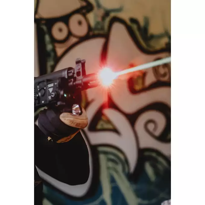 [Zestaw] Karabinek ASG M904G Falcon 3.0 ETU - Black [Double Eagle] + Tłumik podświetlający kulki z efektem płomienia Flare M [Eshooter]