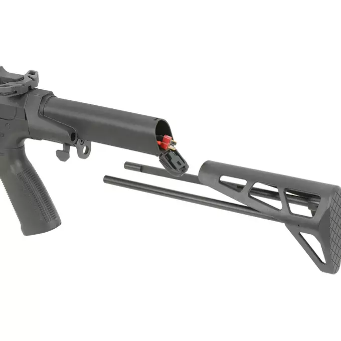 [Zestaw] Karabinek ASG M923A DEK762 7.62 / 300 BLK Falcon 3.0 ETU - Black [Double Eagle] + Tłumik podświetlający kulki z efektem płomienia Flare M [Eshooter]