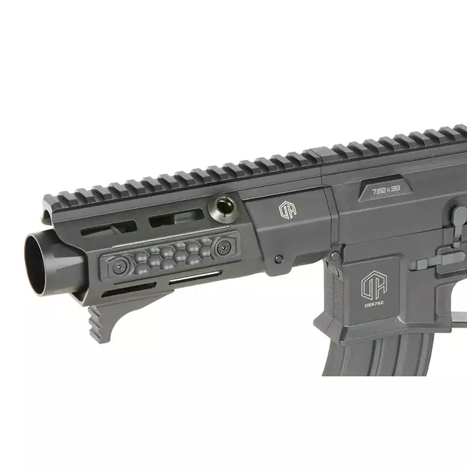 [Zestaw] Karabinek ASG M923A DEK762 7.62 / 300 BLK Falcon 3.0 ETU - Black [Double Eagle] + Tłumik podświetlający kulki z efektem płomienia Flare M [Eshooter]