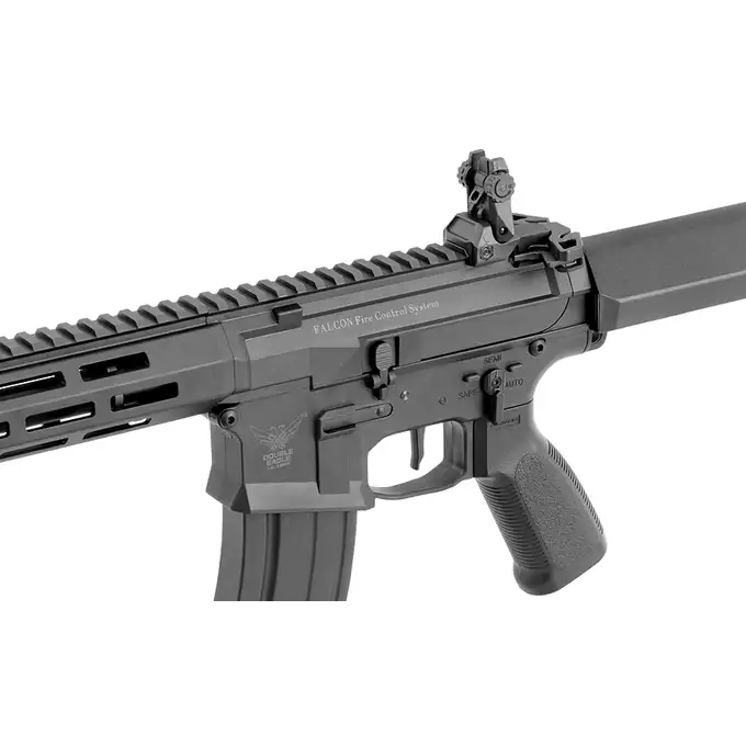 [Zestaw] Karabinek ASG M904L Falcon 3.0 ETU - Black [Double Eagle] + Tłumik podświetlający kulki z efektem płomienia Flare M [Eshooter]