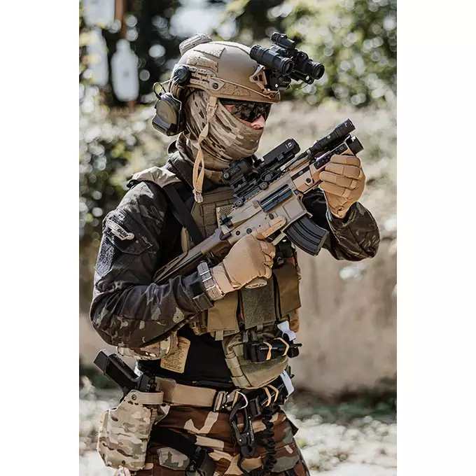 [Zestaw] M923A DEK762 7.62 / 300 BLK - Tan [DE Airsoft] + Tłumik podświetlający kulki z efektem płomienia Flare M [Eshooter]