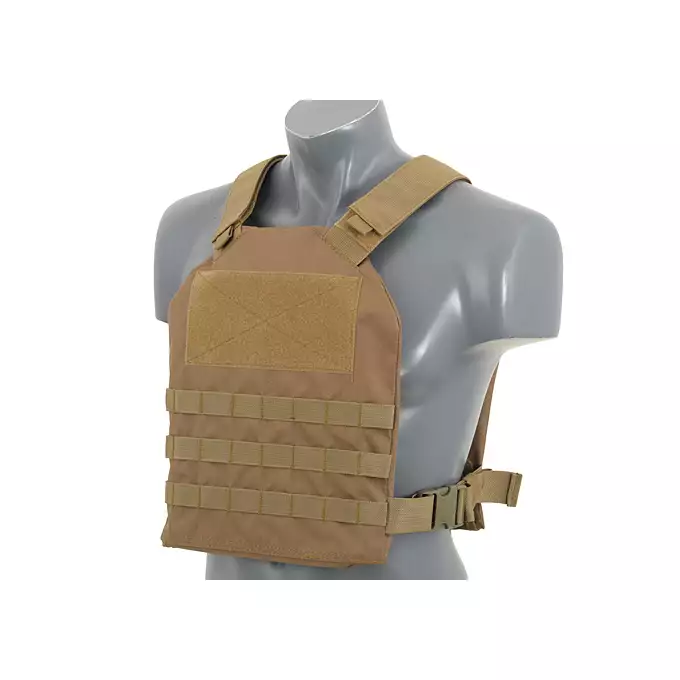 [Zestaw] Prosty Plate Carrier z atrapami miękkich wkładów balistycznych - Coyote [8FIELDS] + MOLLE kangurowy panel przedni - Coyote [8FIELDS]
