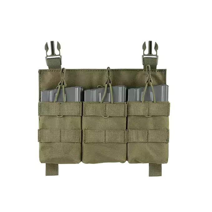 [Zestaw] Modularny Chest Rig Buckle Up - Olive [8FIELDS] + Buckle Up potrójna ładownica na magazynki SR25/AR-10/M14/SCAR-H - OD + Ładownica sanitariusza - Olive [8FIELDS] + Ładownica na radio PRC148/152 - Olive [8FIELDS]