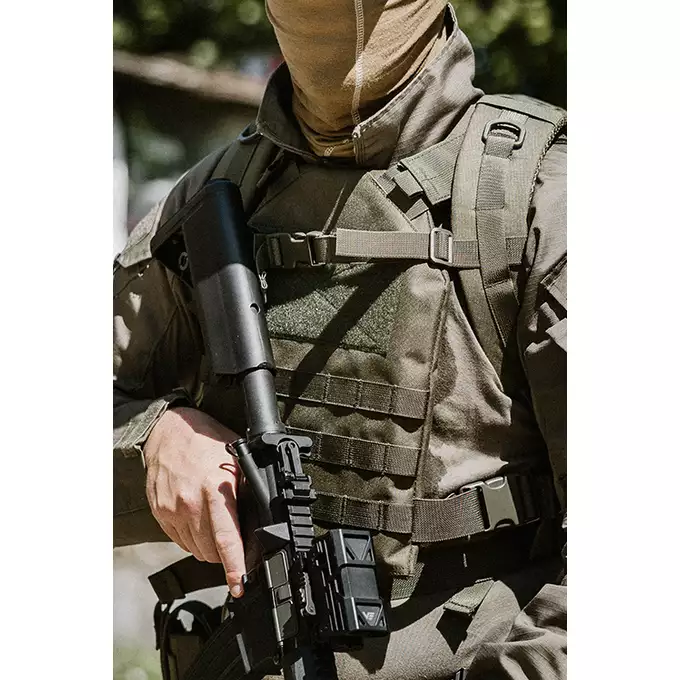 [Zestaw] Prosty Plate Carrier z atrapami miękkich wkładów balistycznych - Olive + MOLLE kangurowy panel przedni - Olive [8FIELDS]