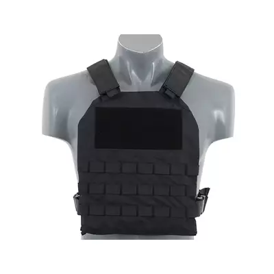 [Zestaw] Prosty Plate Carrier z atrapami miękkich wkładów balistycznych - Black [8FIELDS] + MOLLE kangurowy panel przedni - Black [8FIELDS]