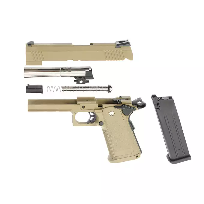[Zestaw] Replika pistoletu 3303 z systemem Gas Blowback (GBB) - Tan [Golden Eagle] + 25-kulkowy magazynek na Green Gaz do Hi-Capa [Golden Eagle]