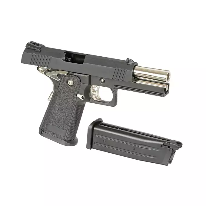 [Zestaw] Replika pistoletu 3301 z systemem Gas Blowback (GBB) - Black [Golden Eagle] + 25-kulkowy magazynek na Green Gaz do Hi-Capa [Golden Eagle]